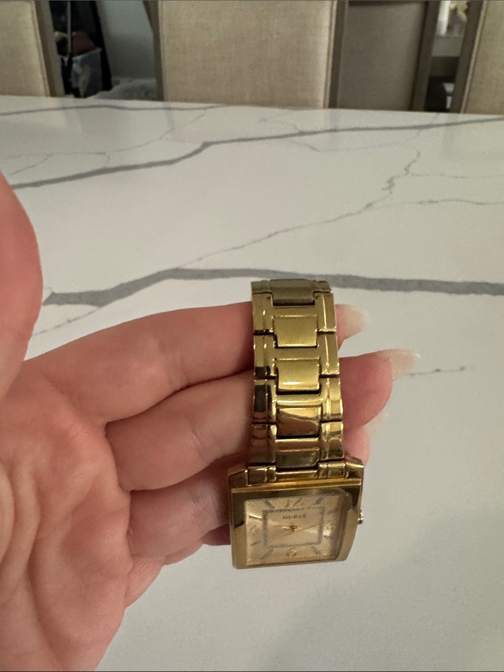 GUESS Gold-Tone Rectangular Bracelet Watch - Picture 5 of 7